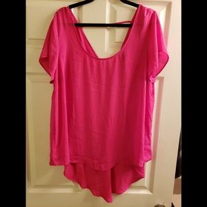 NWT Torrid Bright Pink High-Low Blouse (1)
